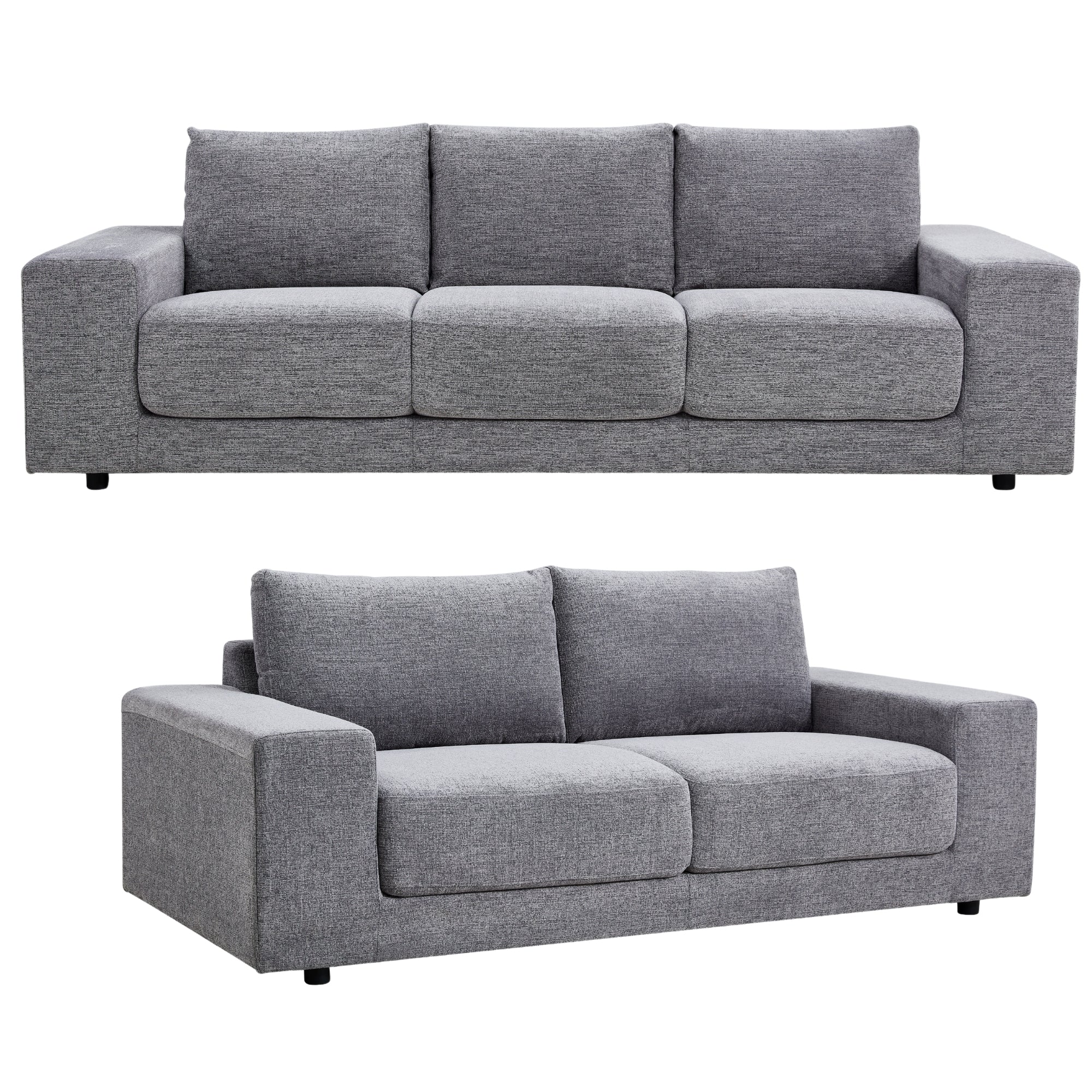 Eliana 4 + 3 Seater Sofa Fabric Uplholstered Lounge Couch - Fog