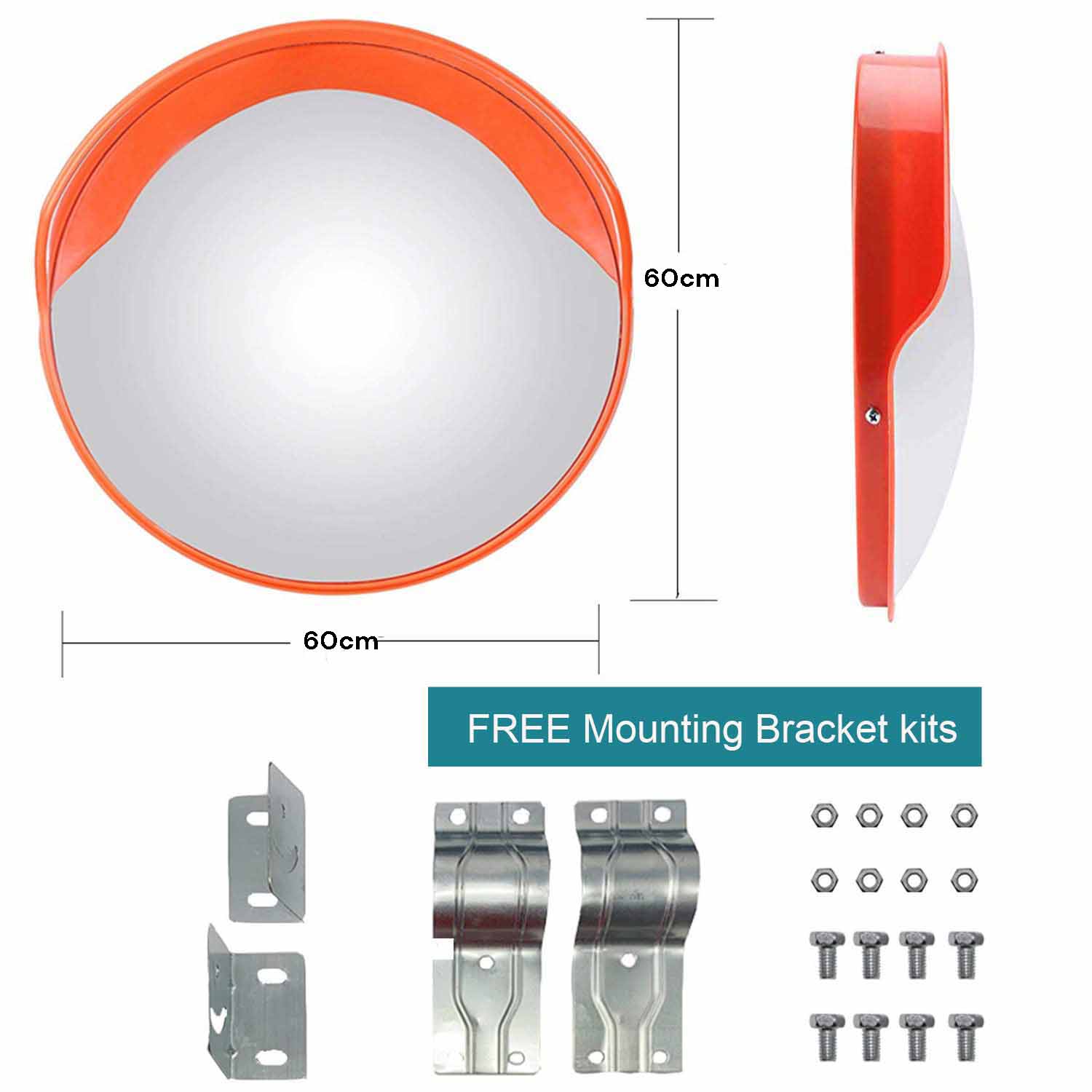 60cm OutdoorTraffic Blind Spots Curved Convex Mirror Wide Angle Driveway Warehouse Security