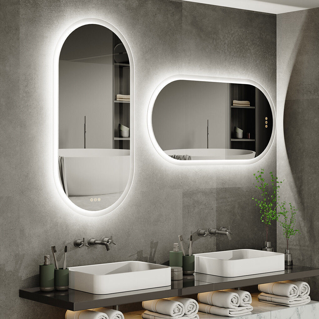 Interior Ave - LED Oval Frameless Salon / Bathroom Wall Mirror - 50 x 100cm