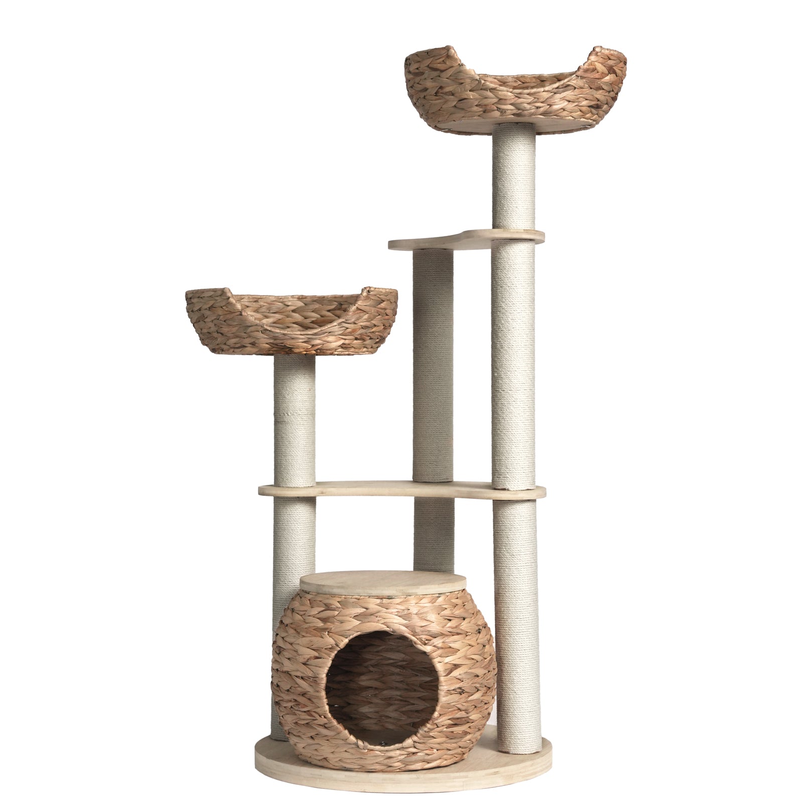 Whisker Wonderland Premium Eco Bamboo Cat Tree Large - Natural Bamboo Structure, Safe & Stable, Multi-Functional Cat Furniture, Climbing & Scratching