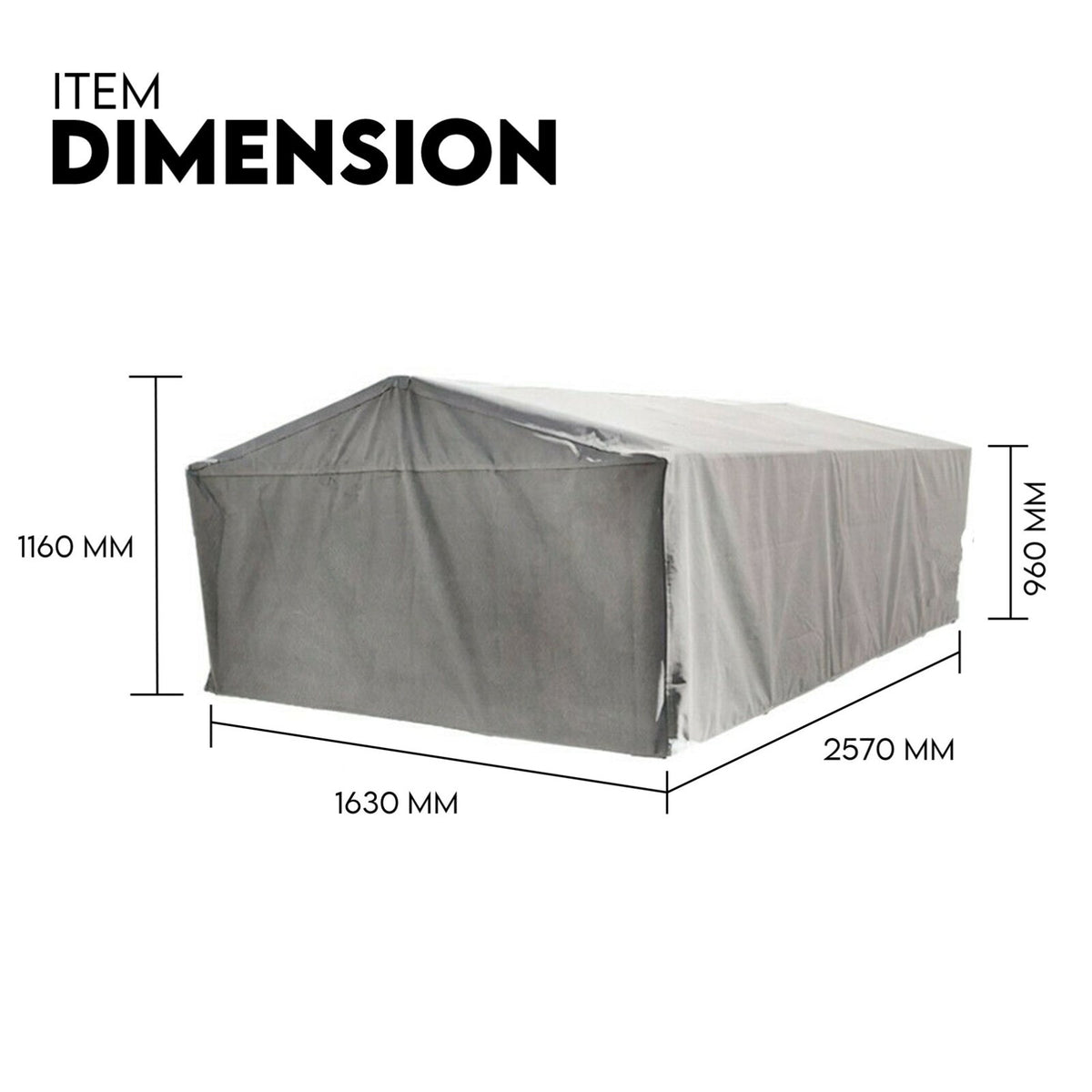 8X5 BOX TRAILER CAGE CANVAS COVER (900mm) 3 FOOT Thick Rip Resistant Waterproof