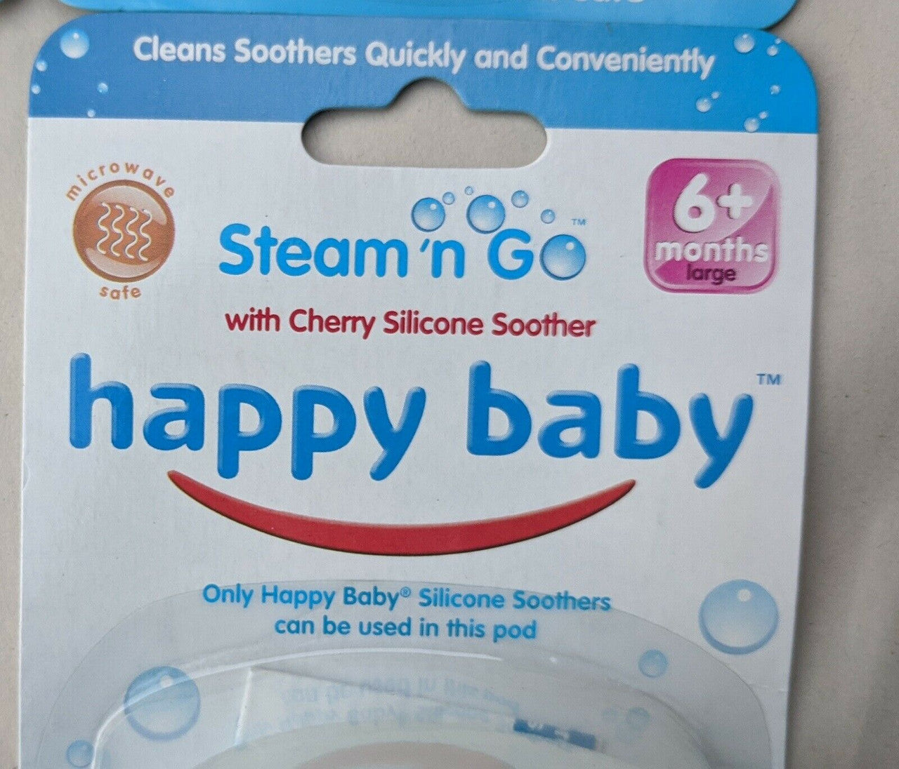 3 x 4 Pack (12) - Happy Baby Steam n Go Cherry Silicone Soother