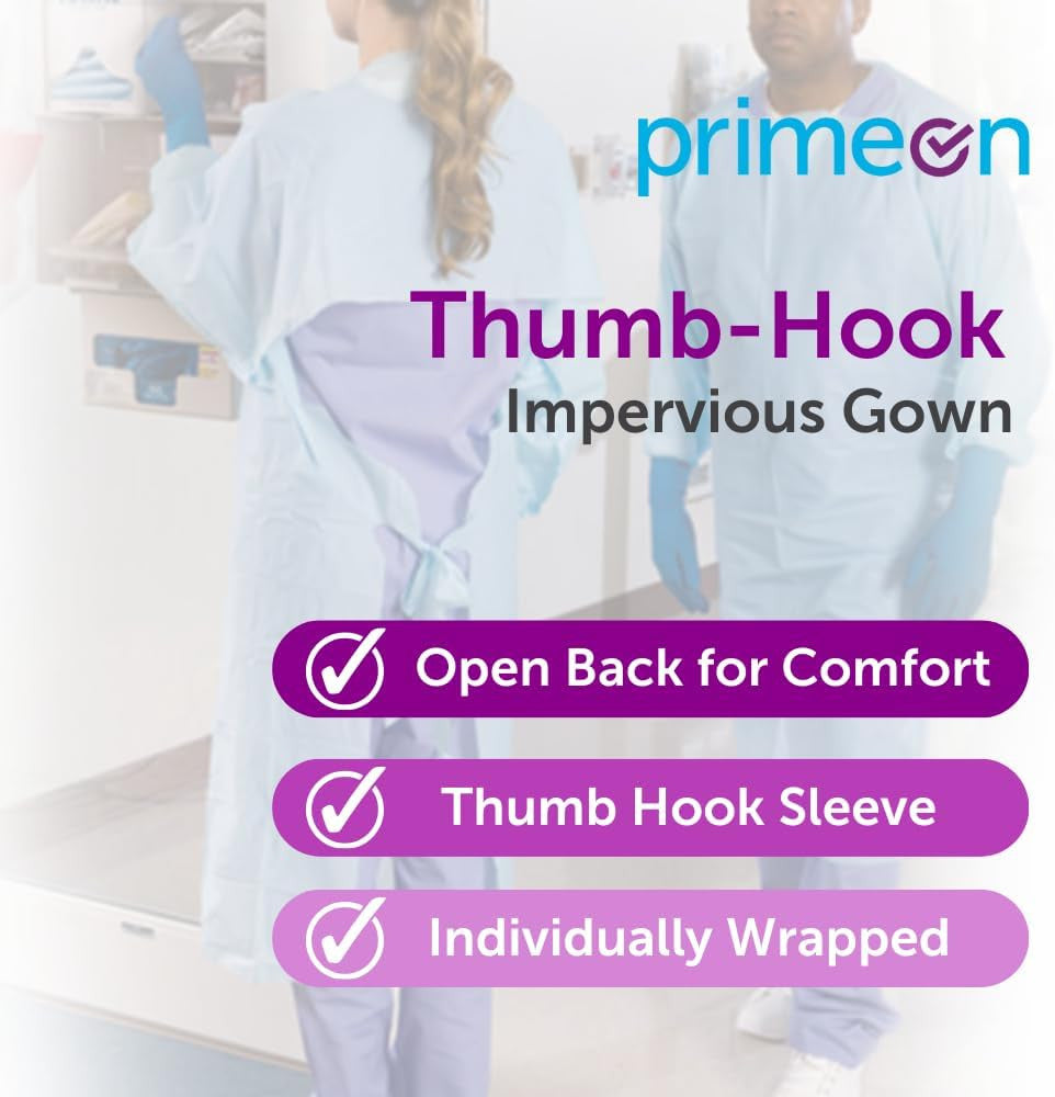 30 Pcs Disposable PPE Gown Protective Workwear Suit Thumb Hook Sleeve Coverall Apron Blue Medical Cleaning Painting