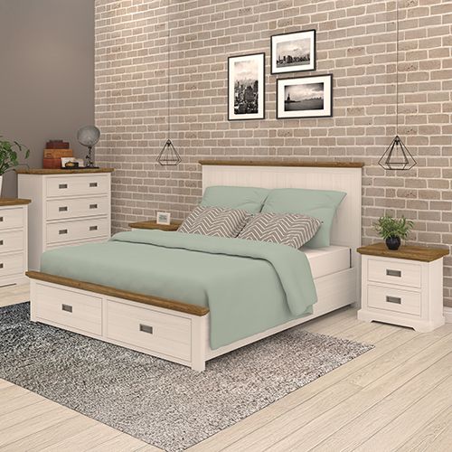 Storage Bedroom Suite Drawers Miami White Colour with Tallboy in Queen