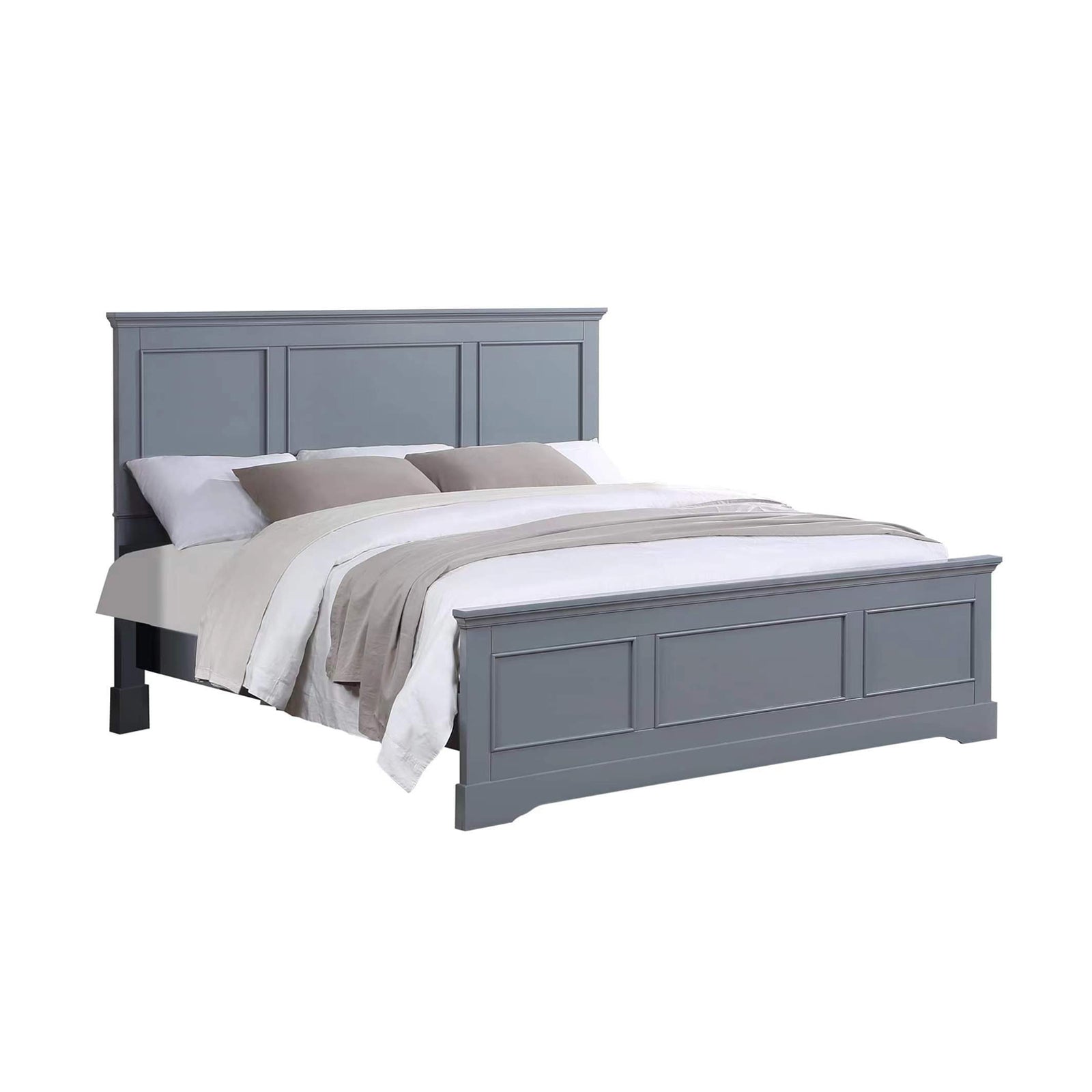 5 Pieces Bedroom Suite in Solid Wood & MDF King Size Grey Colour Bed, Bedside Table, Dresser & Tallboy
