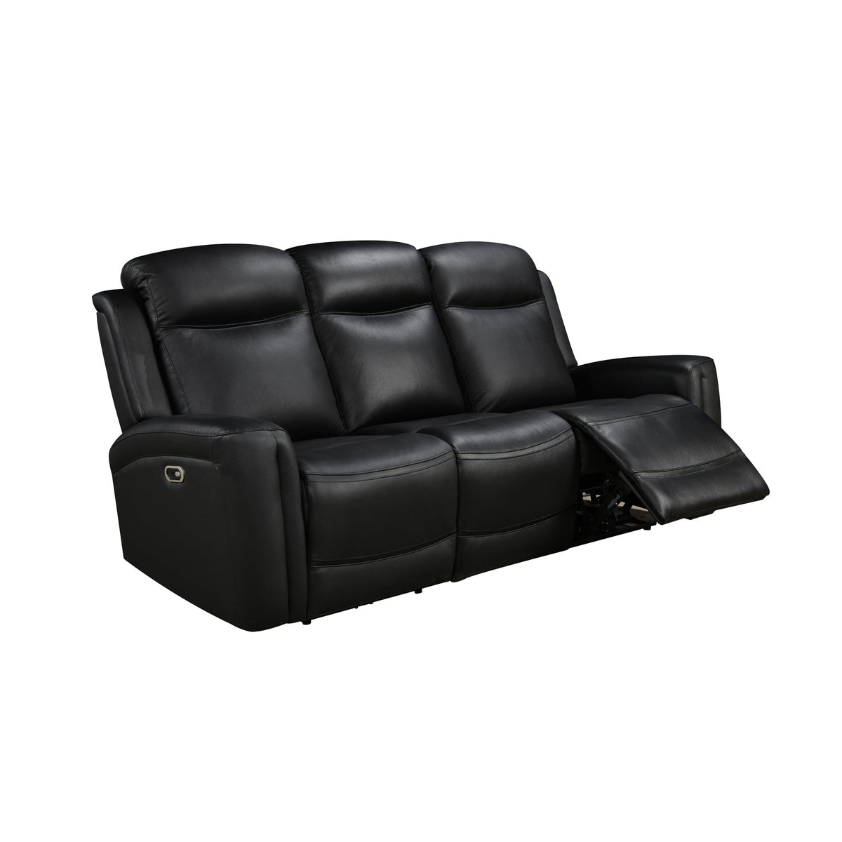 3 Seater Electric Leather/PVC Black Recliner
