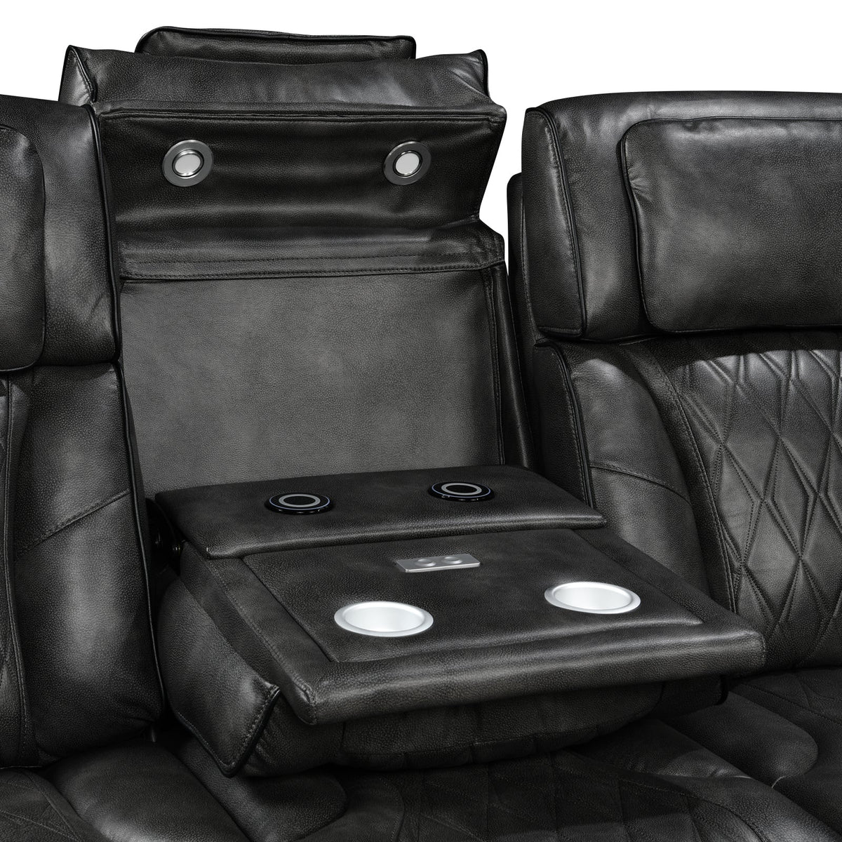 3-1-1 Seater Electric Air Leather Dark Grey Recliner Set