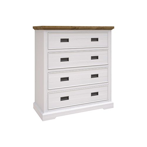 Miami White Tallboy 4 Storage Drawers with Slim Metal Handles