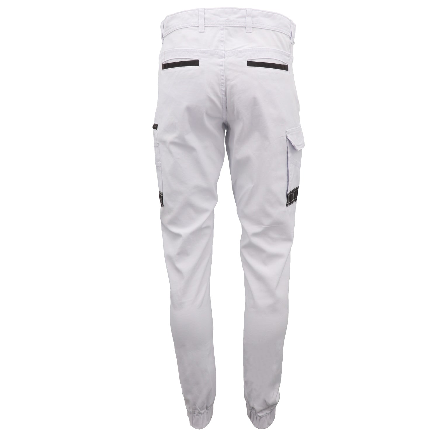 Men's Cargo Cotton Drill Work Pants UPF 50+ 13 Pockets Tradies Workwear Trousers, White, 32