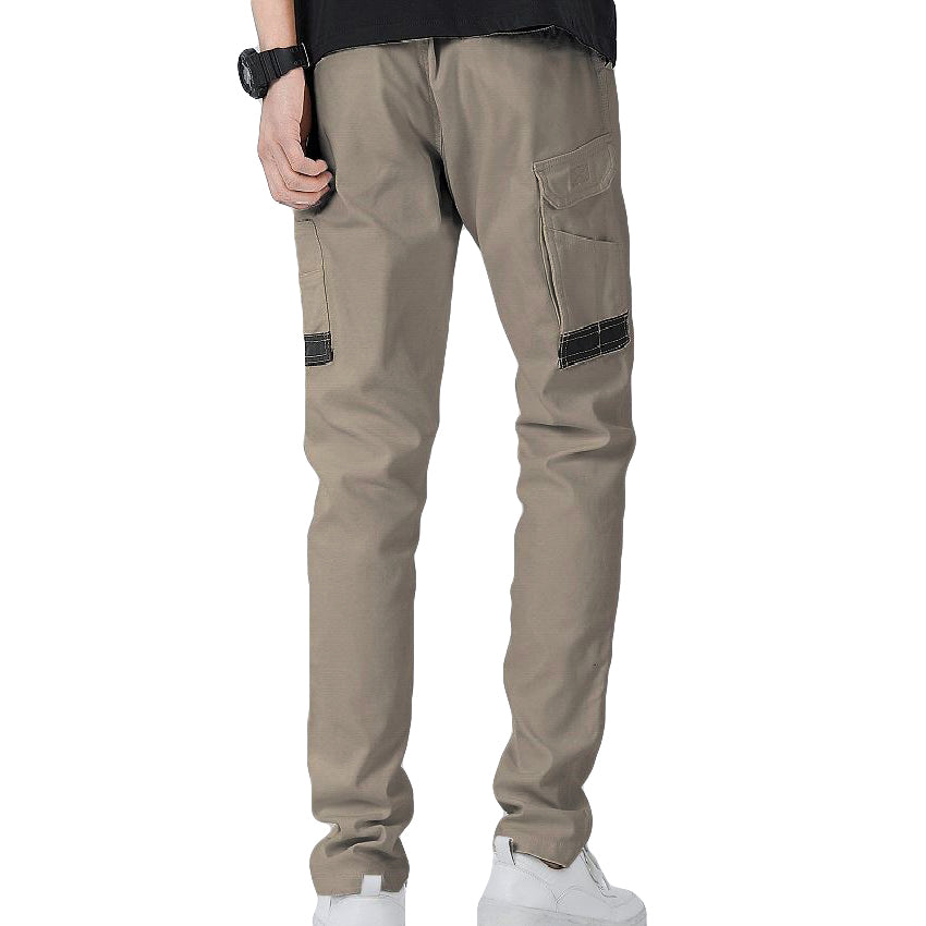 Men's Cotton Drill Cargo Work Pants UPF 50+ 13 Pockets Tradies Workwear Trousers, Khaki, 36