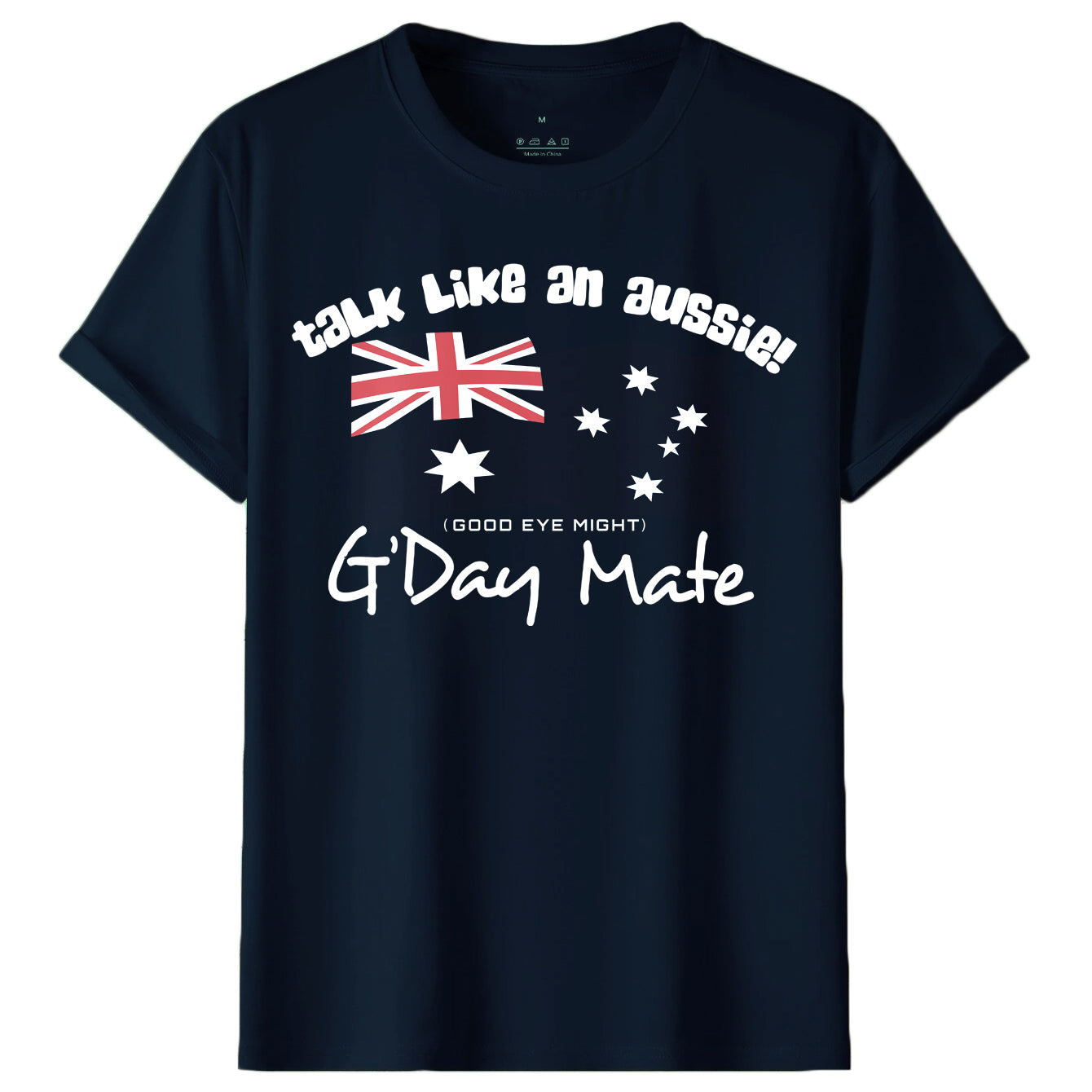 100% Cotton Australian Day Flag T-Shirt Aussie G'Day Mate Navy Souvenir Tee Top, Navy, 3XL