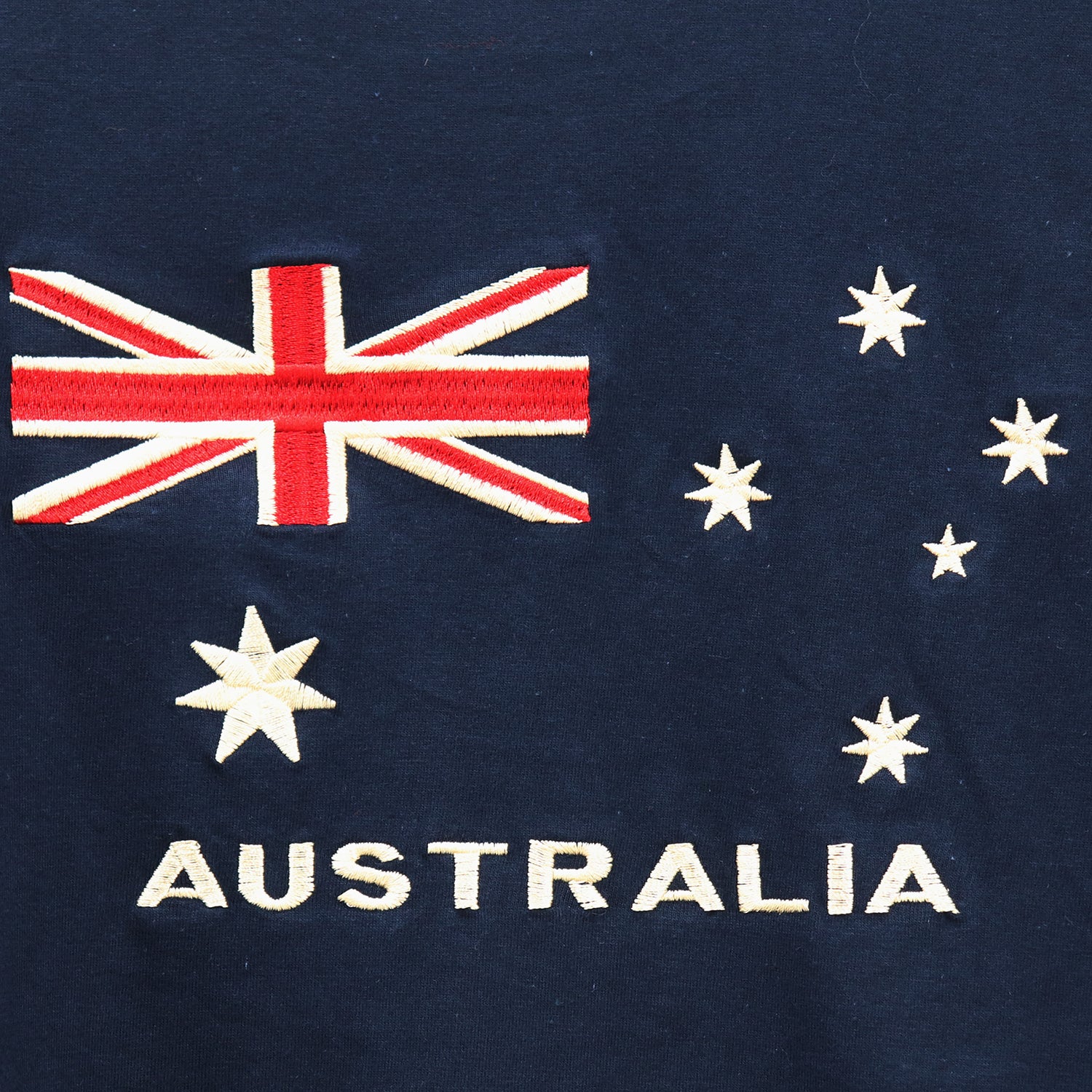 100% Cotton Aussie Flag Embroidered T Shirt Australian Day Top Tee Souvenir Gift, Navy, XS