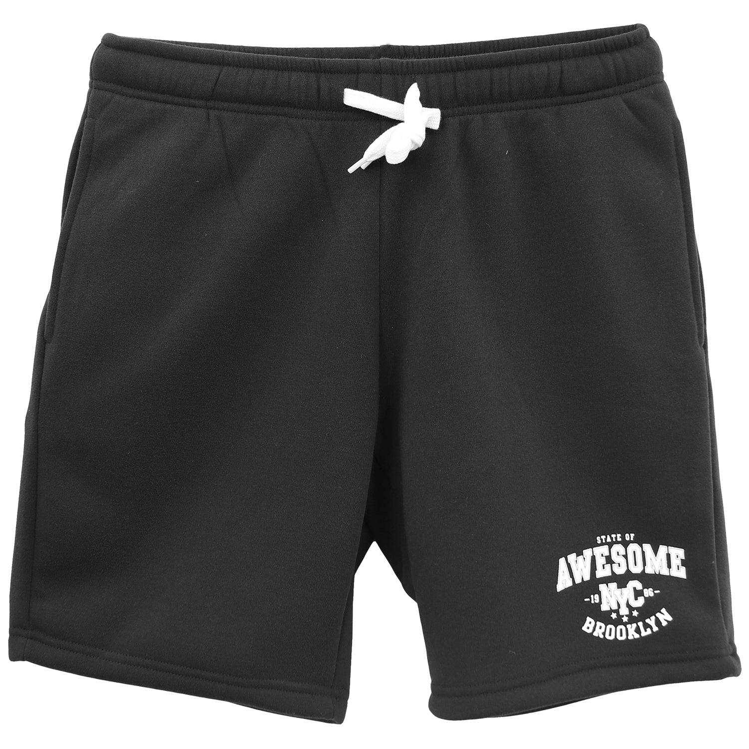 Men's Fleece Shorts Casual Sports Sweat Pants w Elastic Waist Drawstring Pockets, Black, 3XL