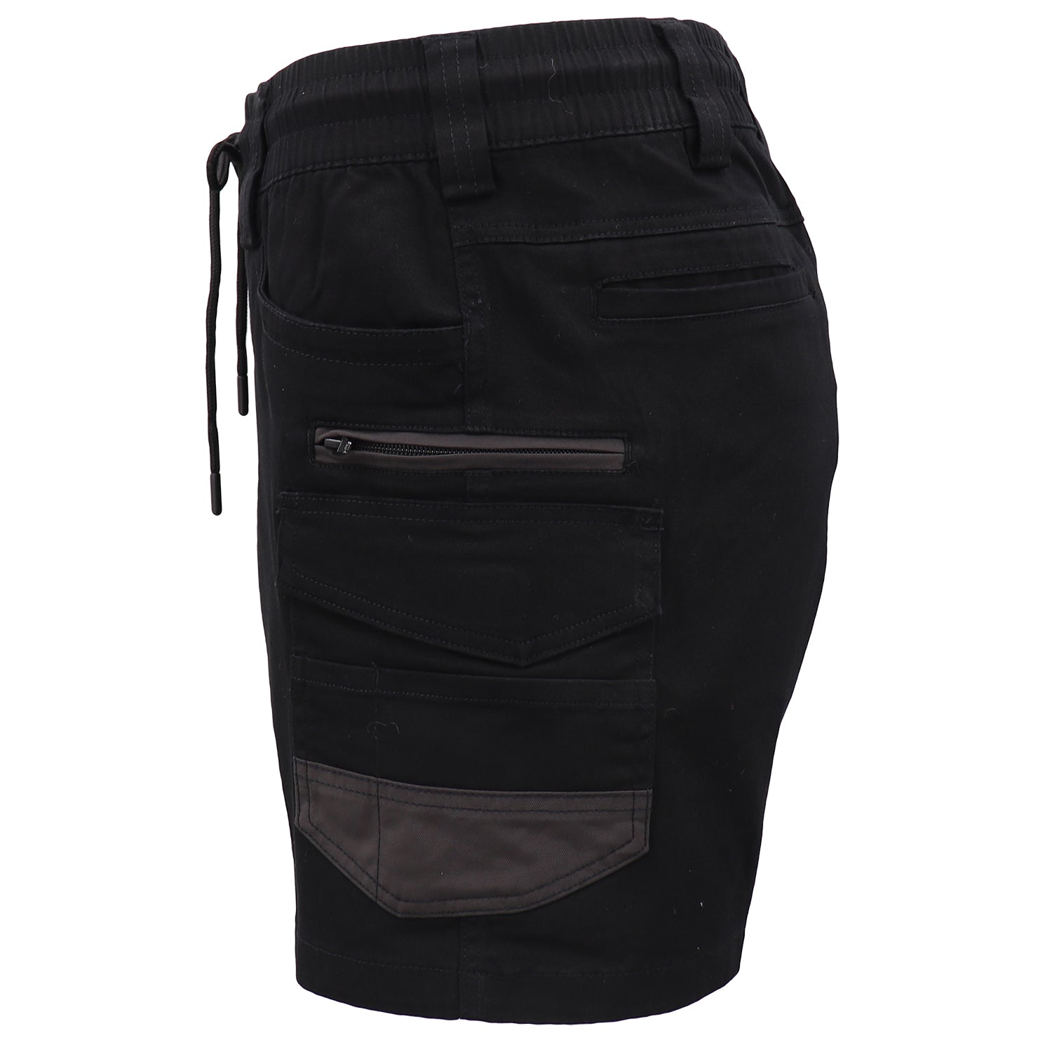 Mens Cargo Cotton Work Shorts 10 Pockets Tradies Utility Pants Workwear Trousers, Black, 28