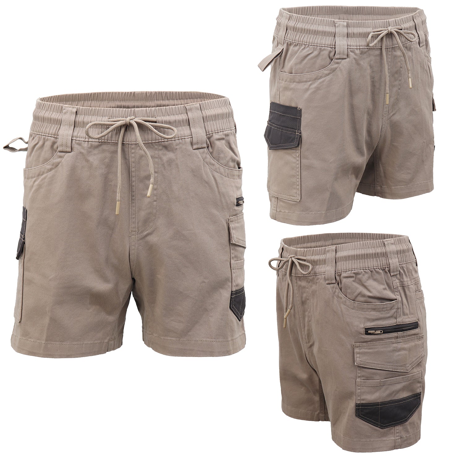 Mens Cargo Cotton Work Shorts 10 Pockets Tradies Utility Pants Workwear Trousers, Khaki, 38