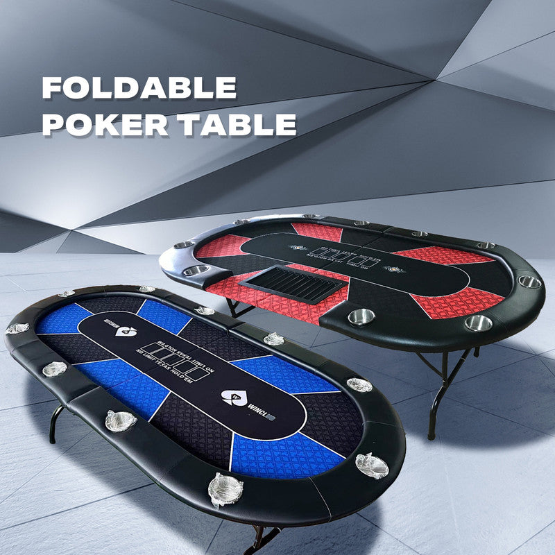 10 Player Foldable Poker Table Blackjack Texas Holdem Table with Cup Holders