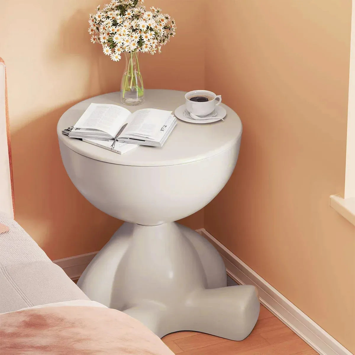 Plastic Bedside Table Sofa End Table Storage Rack Movable Coffee Table Mini Bear