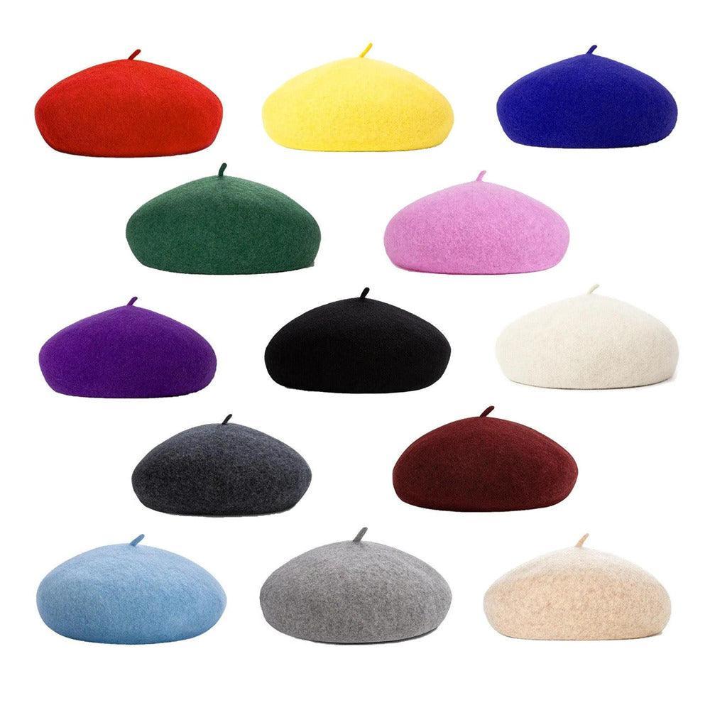 Women Ladies Beanie Wool French Beret Newsboy Hat Cap Winter Warm Hats Girls - Purple