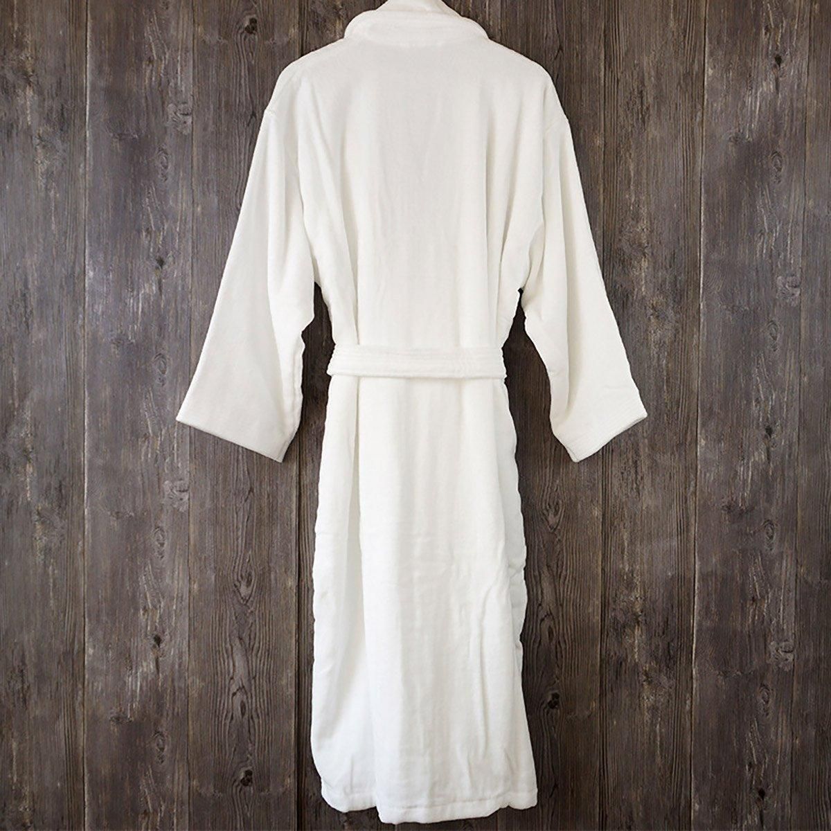 Cotton Kimono Collar Bathrobe Hotel Quality Thick Fleece Towel Embroidered Robe - Velvet