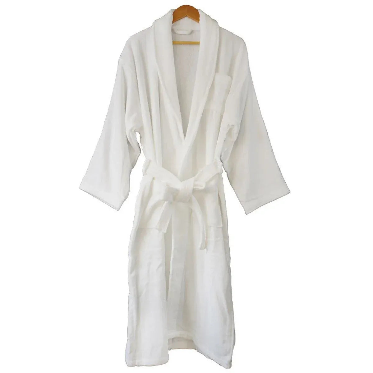 Cotton Kimono Collar Bathrobe Hotel Quality Thick Fleece Towel Embroidered Robe - Velvet