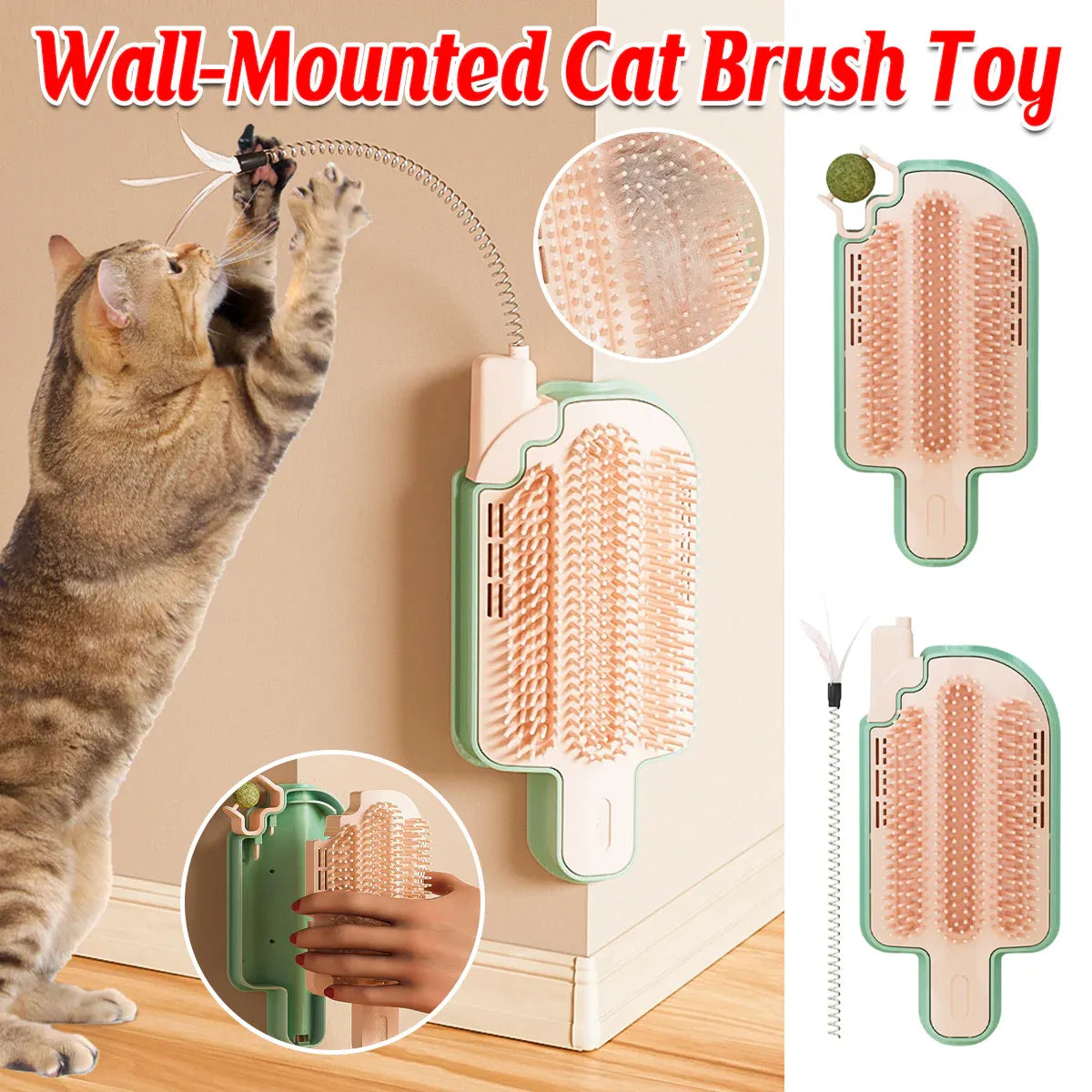Wall Mounted Scratcher Cat Fur Rubbing Toy Scratching Post Pet Wall Scratcher - Catnip Type