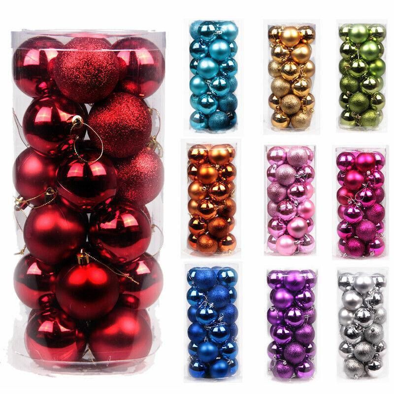 24Pcs/Pack Christmas Tree Xmas Balls Decorations Baubles Party Wedding Ornament - Gold