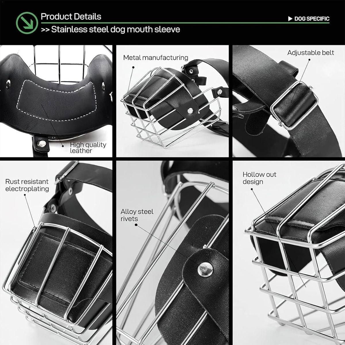 Anti Bite Anti Bark Dog Muzzle Mouthguard Adjustable for Small Medium Large Dogs - Black-M