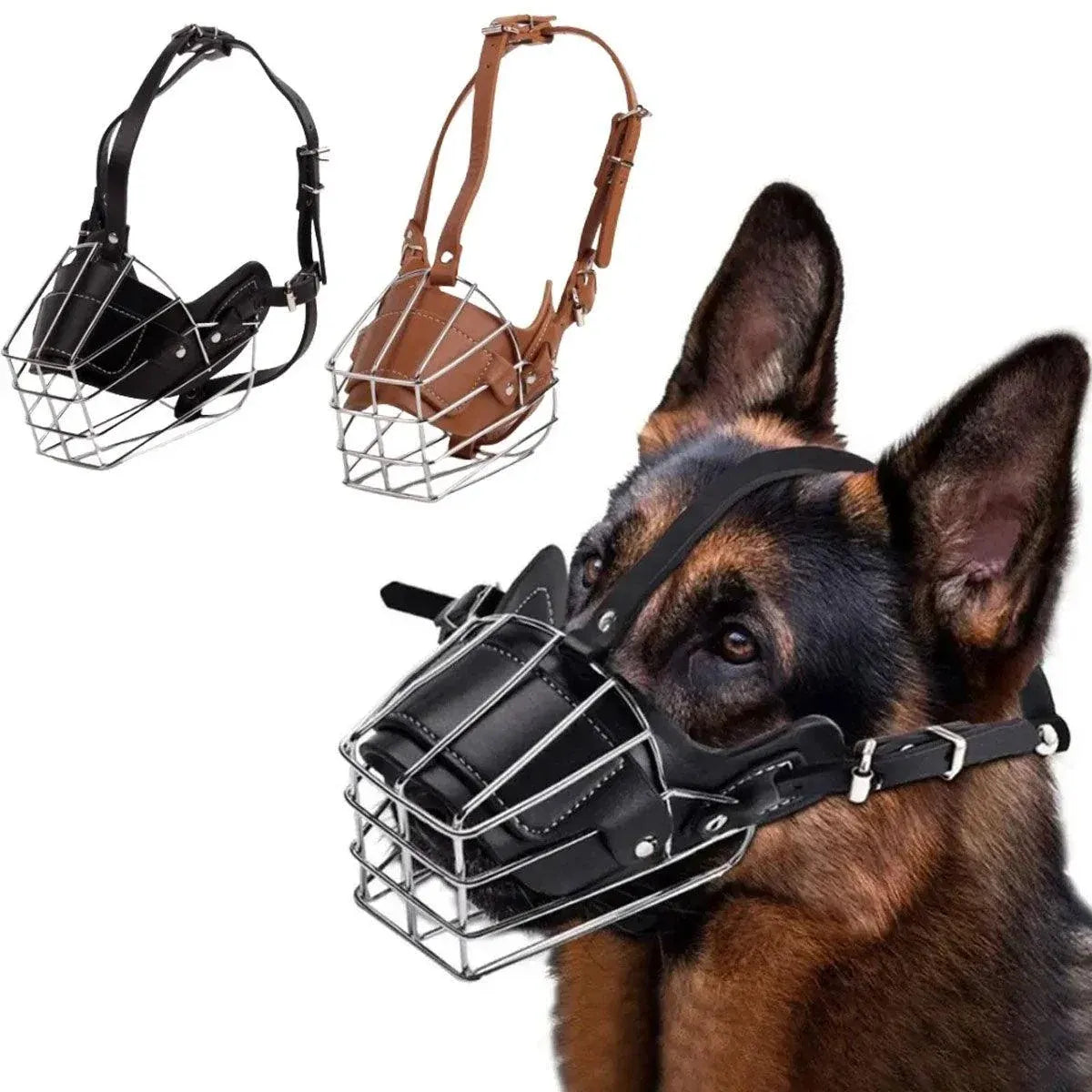 Anti Bite Anti Bark Dog Muzzle Mouthguard Adjustable for Small Medium Large Dogs - Black-M