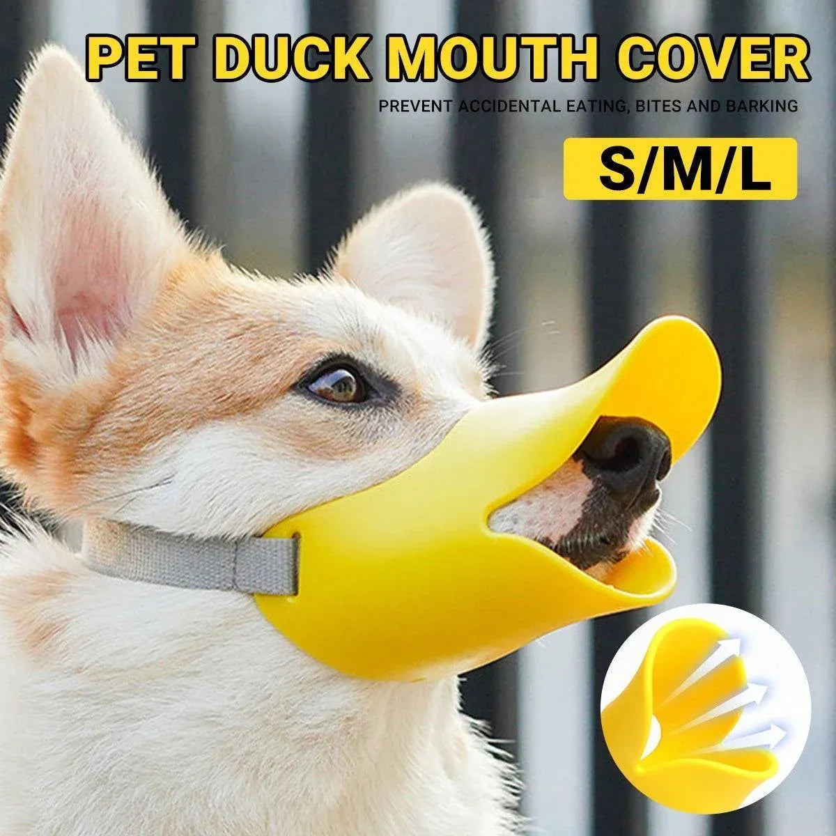 Comfortable Silicone Dog Muzzle Anti-Bite Soft Duck Muzzle Pet Training Supplies - M