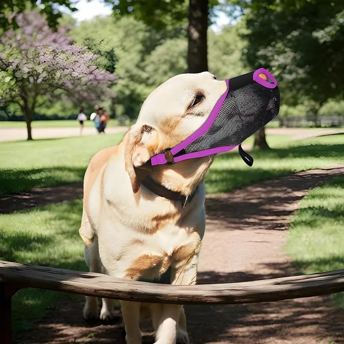 Pet Dog Breathable Lightweight Muzzle Face Mask Prevent Dogs Biting People Use - L