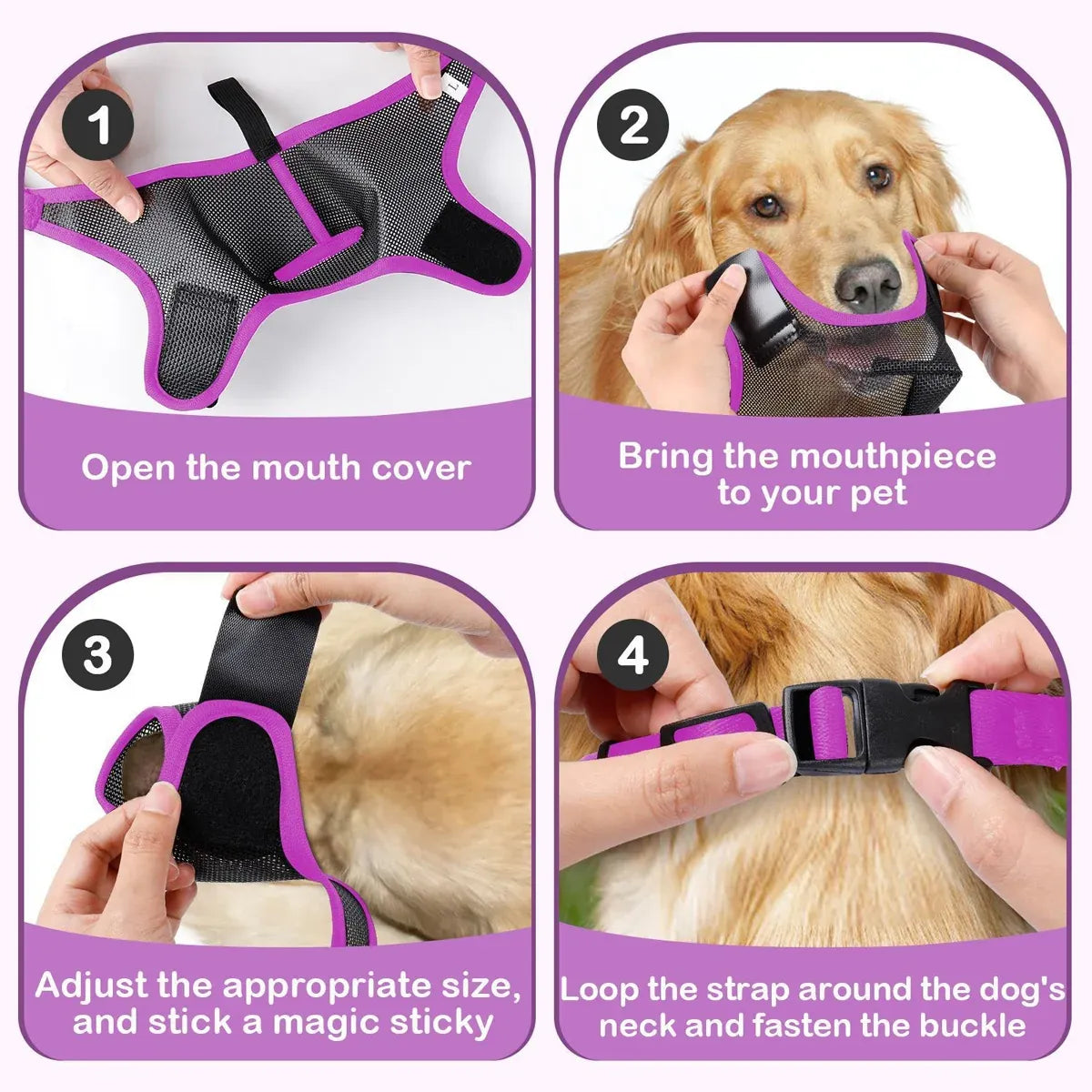 Pet Dog Breathable Lightweight Muzzle Face Mask Prevent Dogs Biting People Use - M