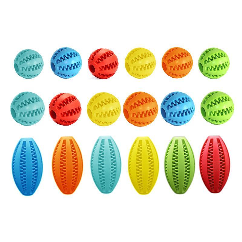 Dog Chew Toy Rubber Ball Treat Dispenser Dental Cleaning Training Play Ball - Orange Spherical (Small)