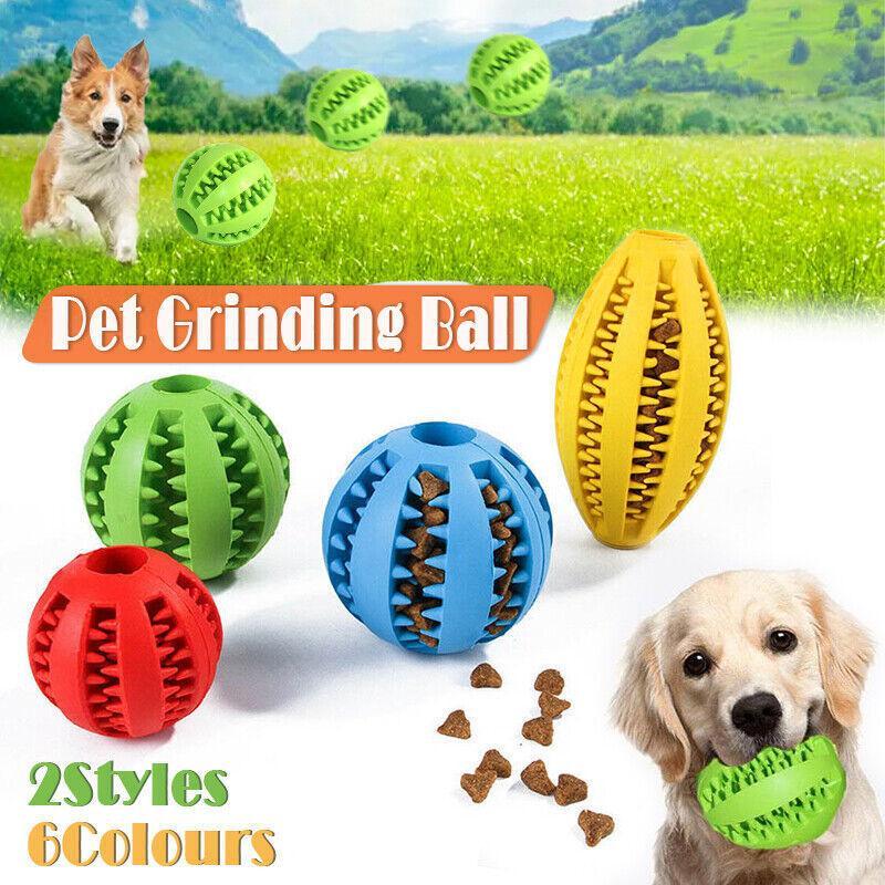 Dog Chew Toy Rubber Ball Treat Dispenser Dental Cleaning Training Play Ball - Yellow Spherical (Small)