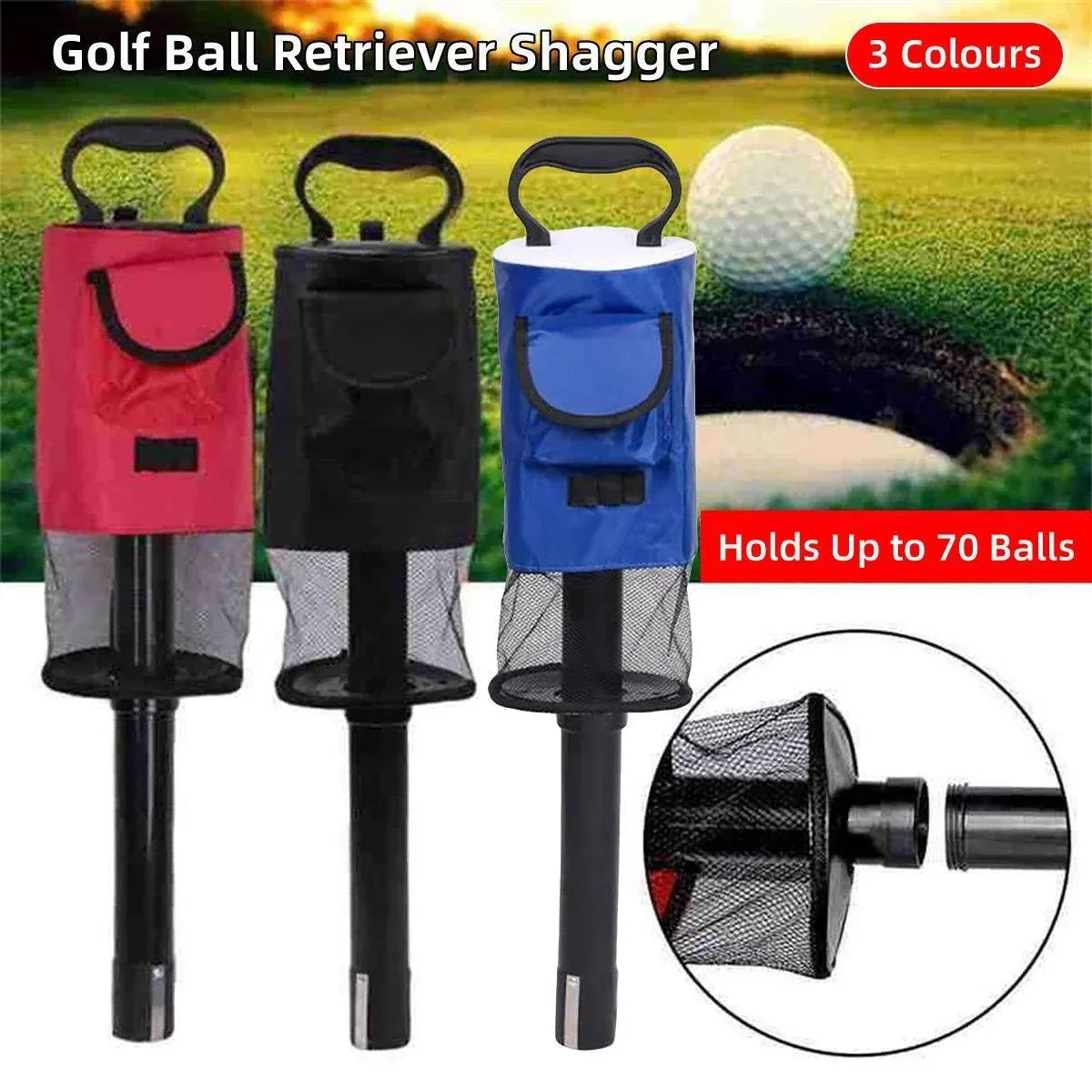 Golf Mesh Ball Pickup Tube Golf Accessories Portable Golf Ball Retriever Tool - Red