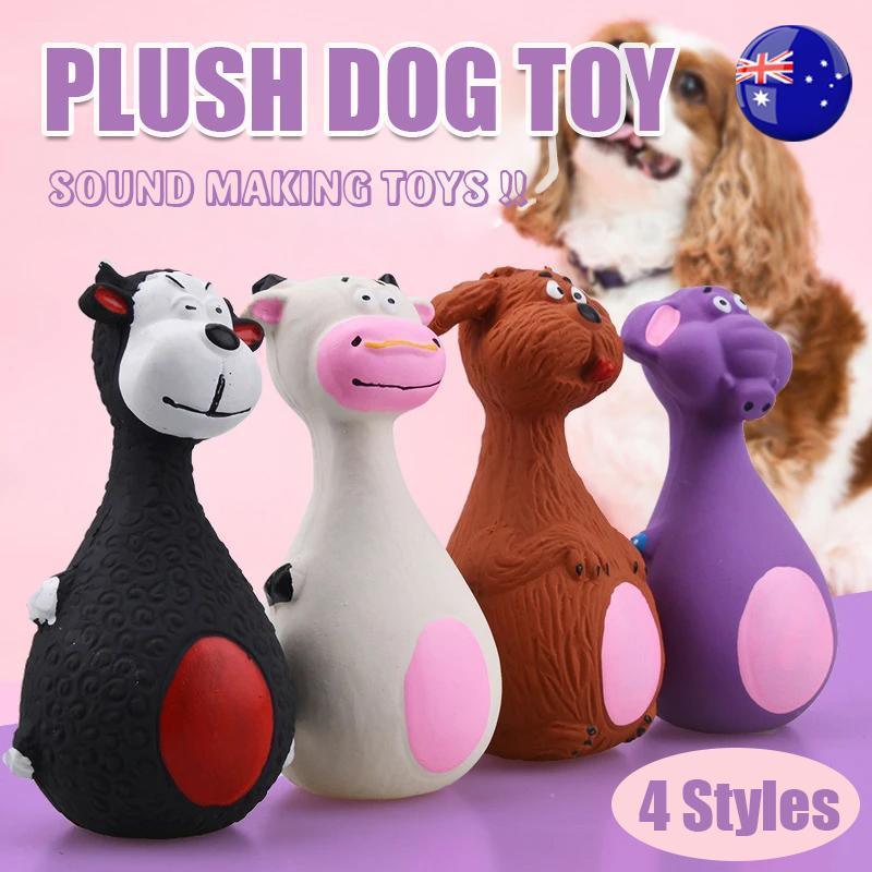 Latex Squeaky Dog Toys Puppy Pet Chew Toys Squeaker Soft and Interactive - Purple
