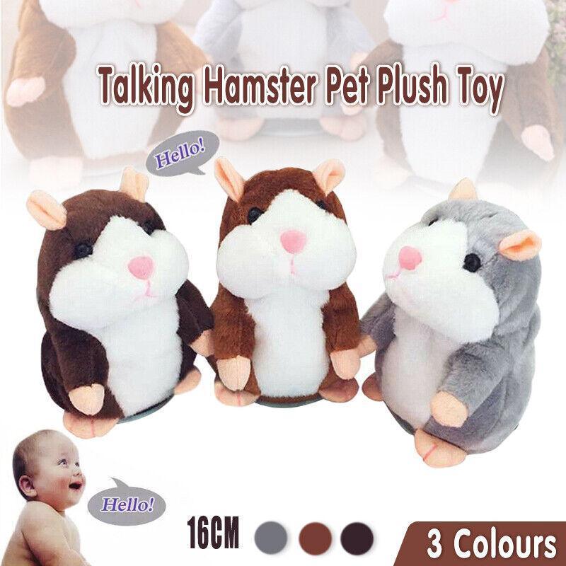 Plush Talking Hamster Toy with Voice Mimicry Nod Action Xmas Gift for Pet Lovers - Light Brown