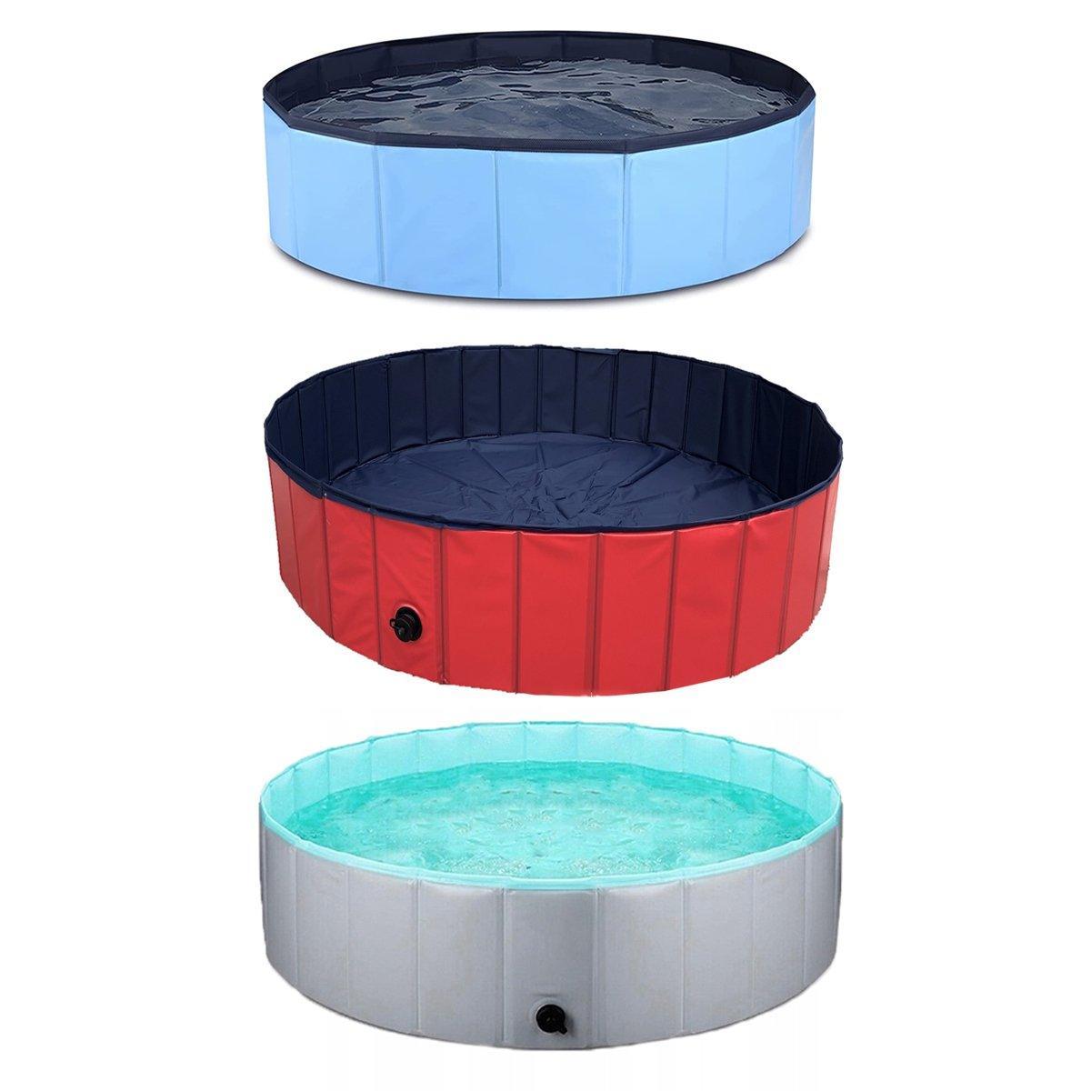 Pet Swimming Pool Foldable Portable Pool for Dogs Outdoor Summer Play - Red-120x30cm