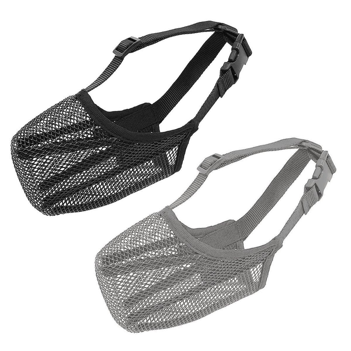 2PCS Adjustable Mesh Pet Dog Muzzle Mask Mouth Cover No Bite Strap Mouth Cover - Black-S