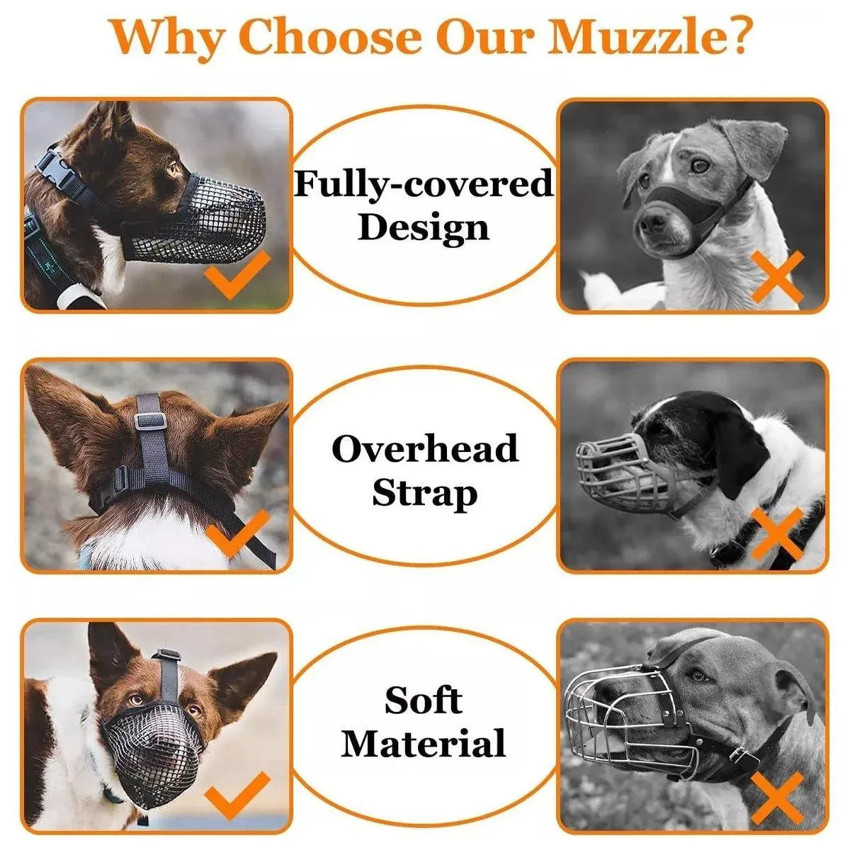 2PCS Adjustable Mesh Pet Dog Muzzle Mask Mouth Cover No Bite Strap Mouth Cover - Grey-M