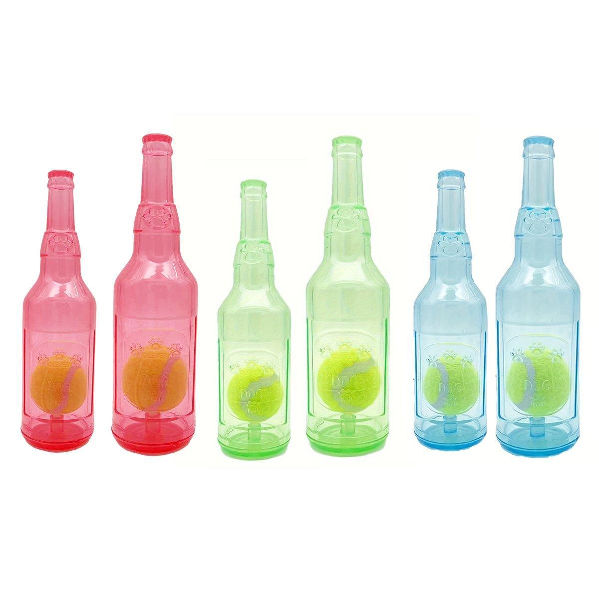 Durable Pet Teething Resistant Tennis Ball Wine Bottle Chew Toy for Dogs Play - Blue-S