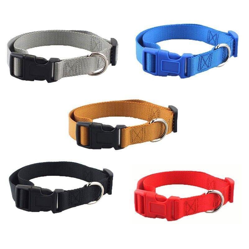 L Size Dog Puppy Pet Collar Adjustable Nylon Toy Large Pink Blue Red Black - Grey