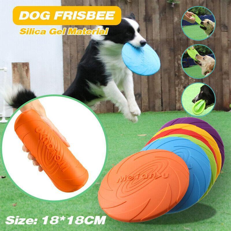 Frisbee Toy for Dogs Outdoor Fetch Training Soft Rubber Pet Flying Disc 18cm - Orange