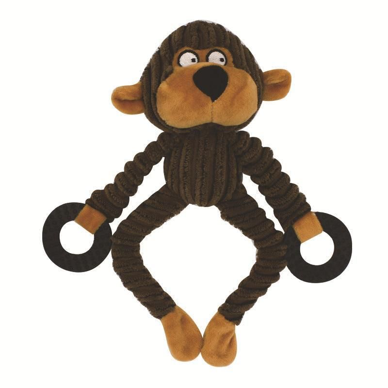 Unstuffed Plush Dog Puppy Pet Squeaker Toys Squeaky Funny Interactive Chew Toy - Monkey