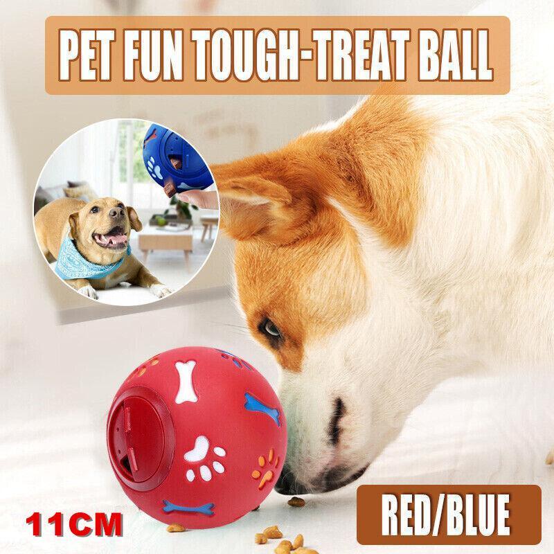 11cm Dog Pet Fun Tough-Treat Ball Tumbler Mental Food Dispenser Feeder Puzzle Toy - Red