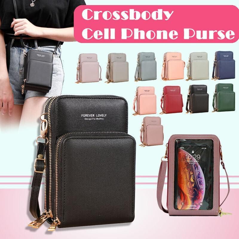 Women Crossbody Phone Purse Touch Screen Bag Rfid Blocking Wallet Shoulder Strap - Blue