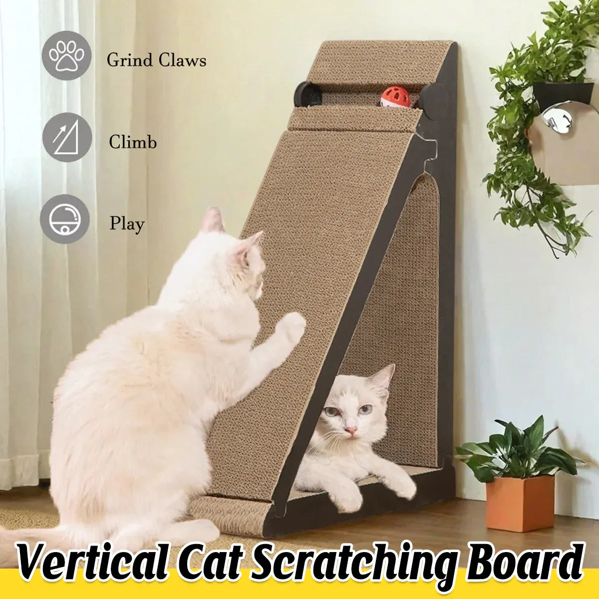 Vertical Triangle Cat Scratcher Wear Resistant Non Shedding Anti Scratch Sofa 