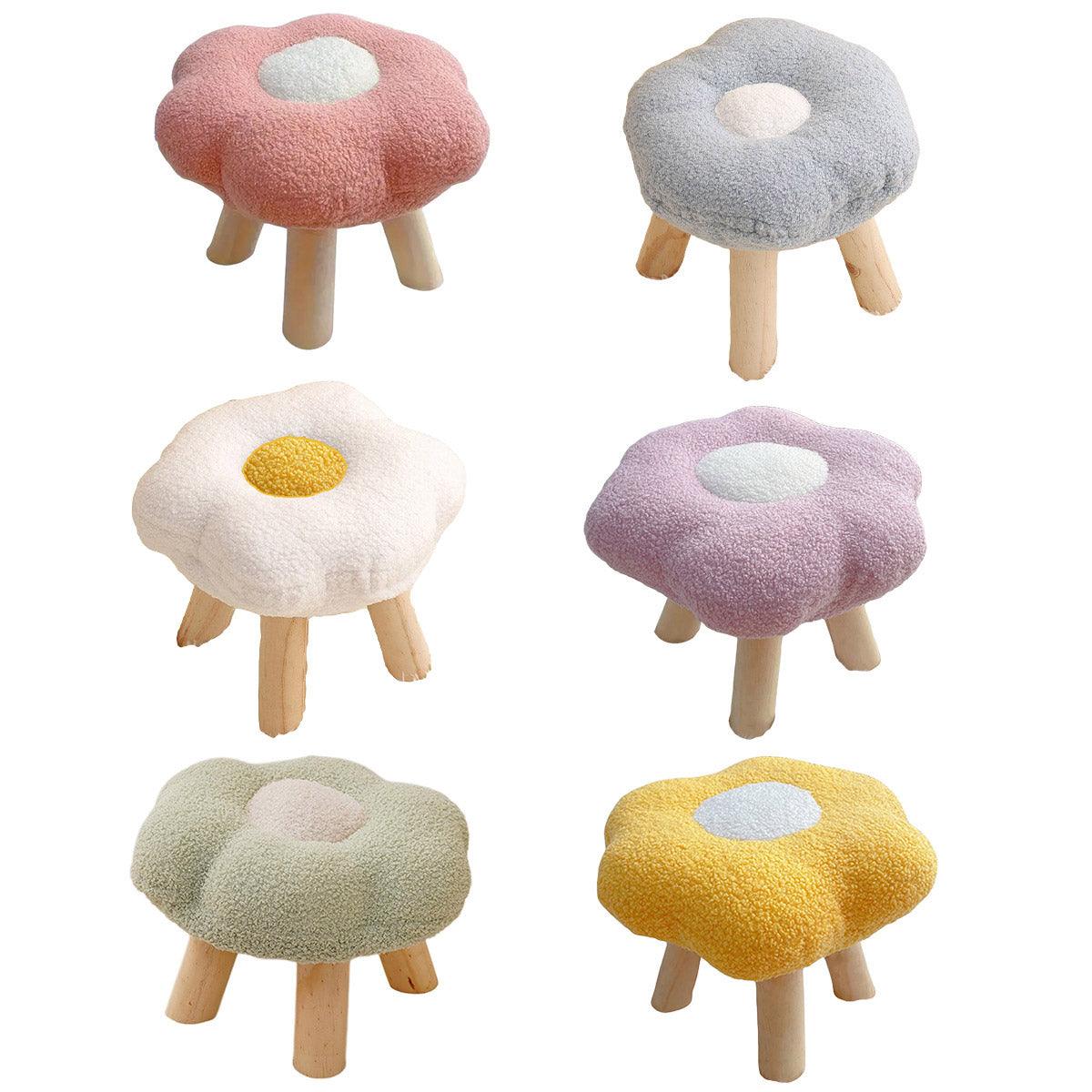 Small Flower Short Stool for Entryway or Living Room Shoe Bench or Footrest - Yellow