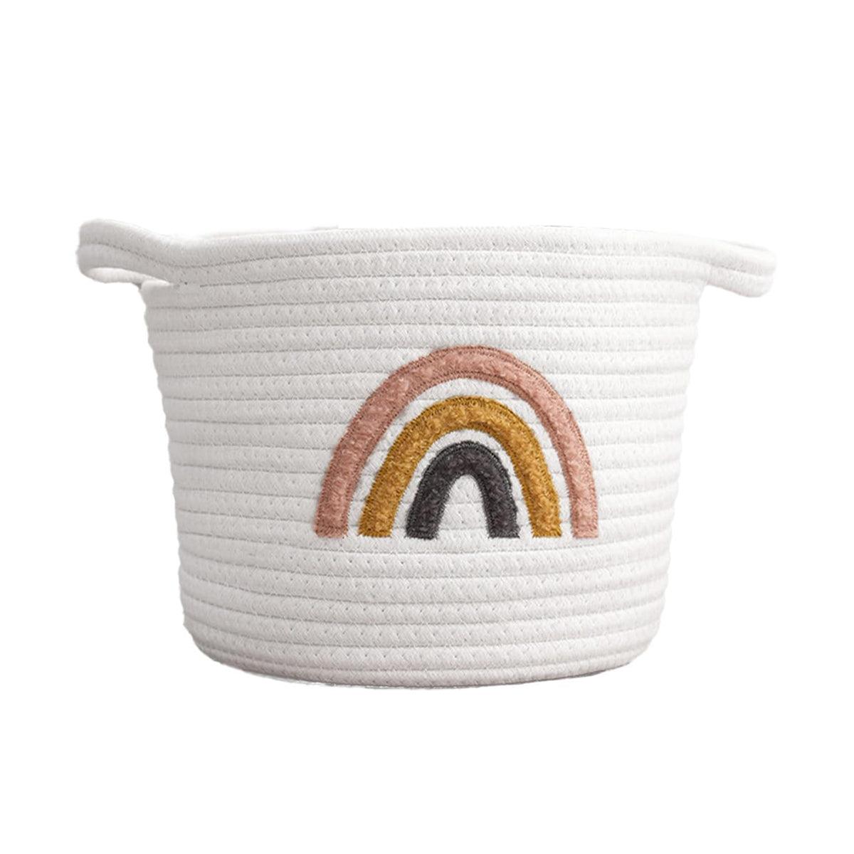 Rainbow Cotton Rope Storage Basket Handheld Desktop Organizer Large Basket