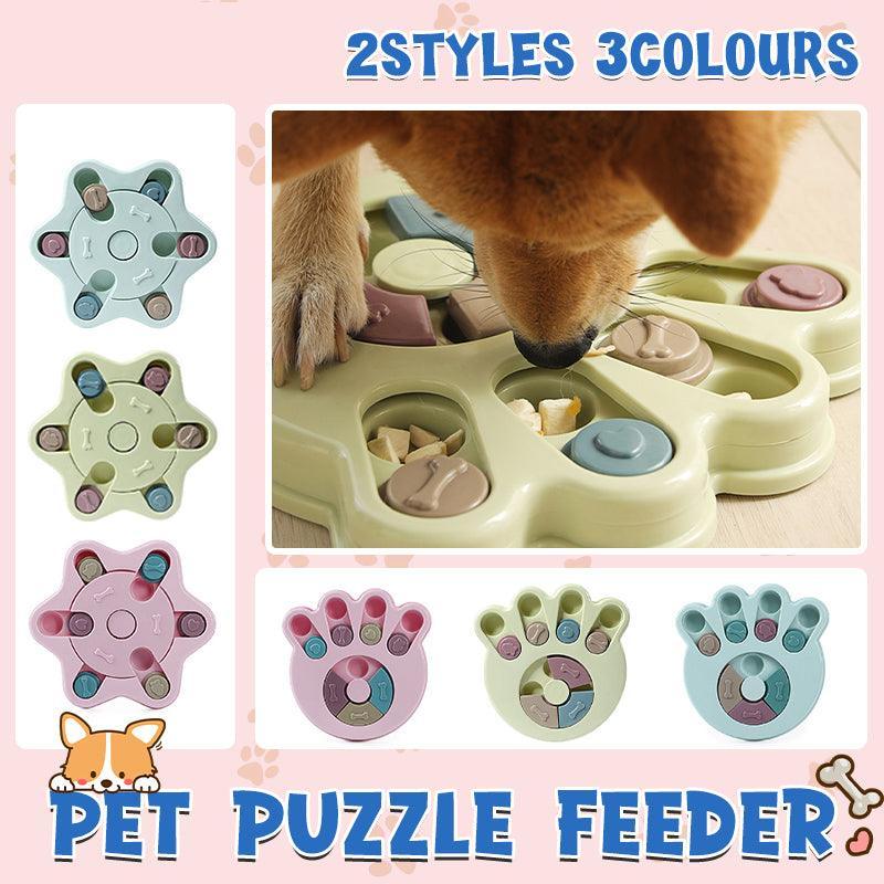Dog Treat Dispenser Food Puzzle Toy Interactive Training Feeder Pet Supply Bowl - Hexagon-Blue