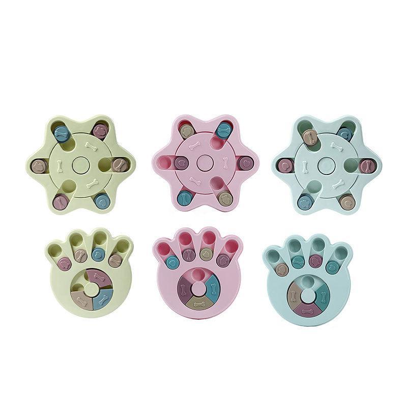 Dog Treat Dispenser Food Puzzle Toy Interactive Training Feeder Pet Supply Bowl - Hexagon-Pink